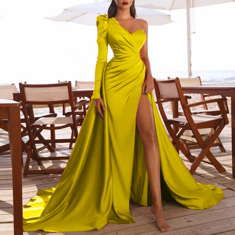 One-shoulder Folds Split Fashion Wedding Party Dress Long Dress Cocktail Elegant Tight-fitting Formal Dress Bridal Prom Vestidos
One-shoulder Folds Split Fashion Wedding Party Dress Long Dress Cocktail Elegant Tight-fitting Formal Dress Bridal Prom Vestidos
