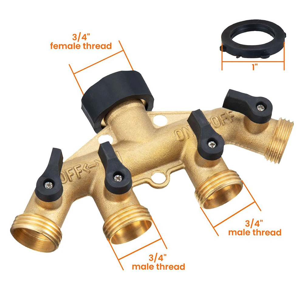 1PCS 4 Way Garden Hose Splitter Solid Brass 3/4" Thread Faucet Adapter Switch Valve Connectors Irrigation Distributor
1PCS 4 Way Garden Hose Splitter Solid Brass 3/4" Thread Faucet Adapter Switch Valve Connectors Irrigation Distributor