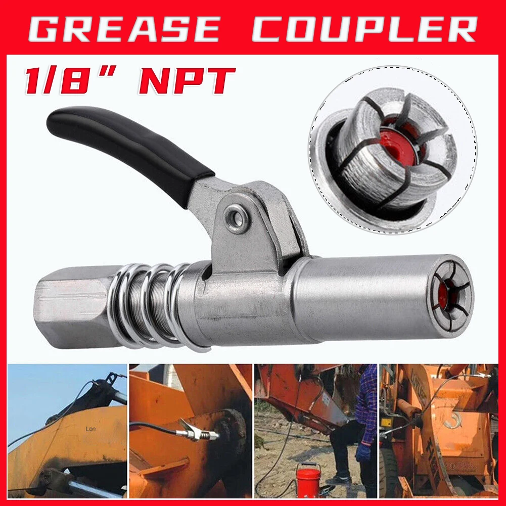 

Grease Coupler Heavy-Duty Quick Release Grease Gun Coupler NPTI/8 10000PSI Two Press Easy to Push Accessories