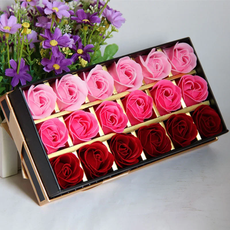 

Романтическое мыло, 18 шт., розы, Подарочная коробка, роскошное мыло, цветы, подарки на день рождения, День Святого Валентина, свадьбу, креативные мыльные цветы