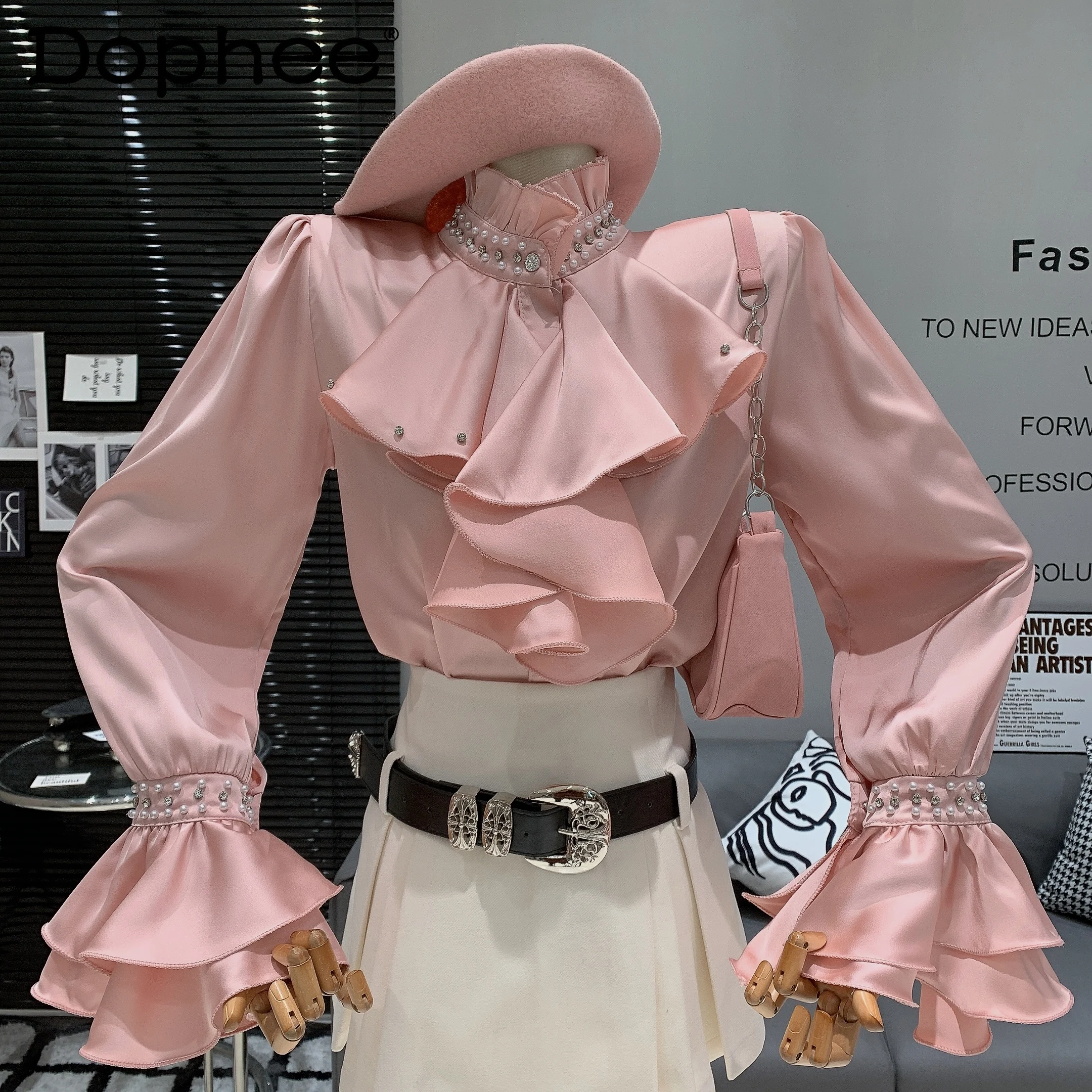 French Entry Lux Style Heavy Industry Beads Ruffled Flare Sleeve Blouse Women 2023 Spring Autumn Slim Fit Long Sleeve Shirt Top
French Entry Lux Style Heavy Industry Beads Ruffled Flare Sleeve Blouse Women 2023 Spring Autumn Slim Fit Long Sleeve Shirt Top