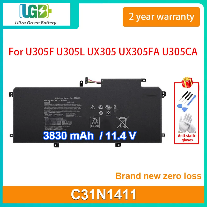 UGB New C31N1411 Laptop battery For ASUS Zenbook U305 U305L U305F U305FA U305CA UX305 UX305CA UX305F UX305FA 3830mAh 11.4V 45Wh
UGB New C31N1411 Laptop battery For ASUS Zenbook U305 U305L U305F U305FA U305CA UX305 UX305CA UX305F UX305FA 3830mAh 11.4V 45Wh