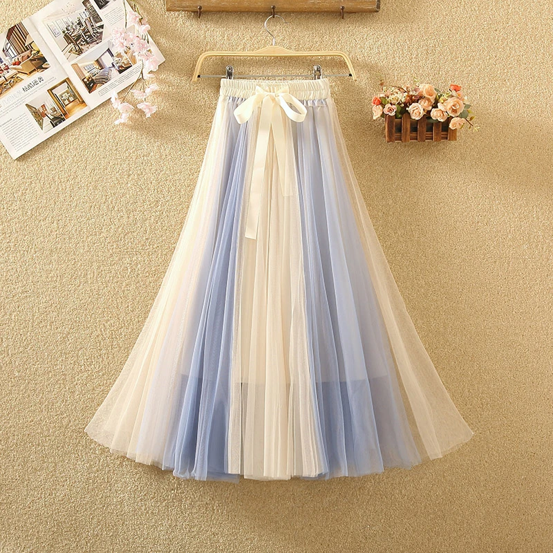 New Autumn Tie Bow Lace Pleated Skirts Women Elastic High Waist Contrast Color Mesh Skirt Ladies A-Line Large Hem Long Tutu Saia
New Autumn Tie Bow Lace Pleated Skirts Women Elastic High Waist Contrast Color Mesh Skirt Ladies A-Line Large Hem Long Tutu Saia