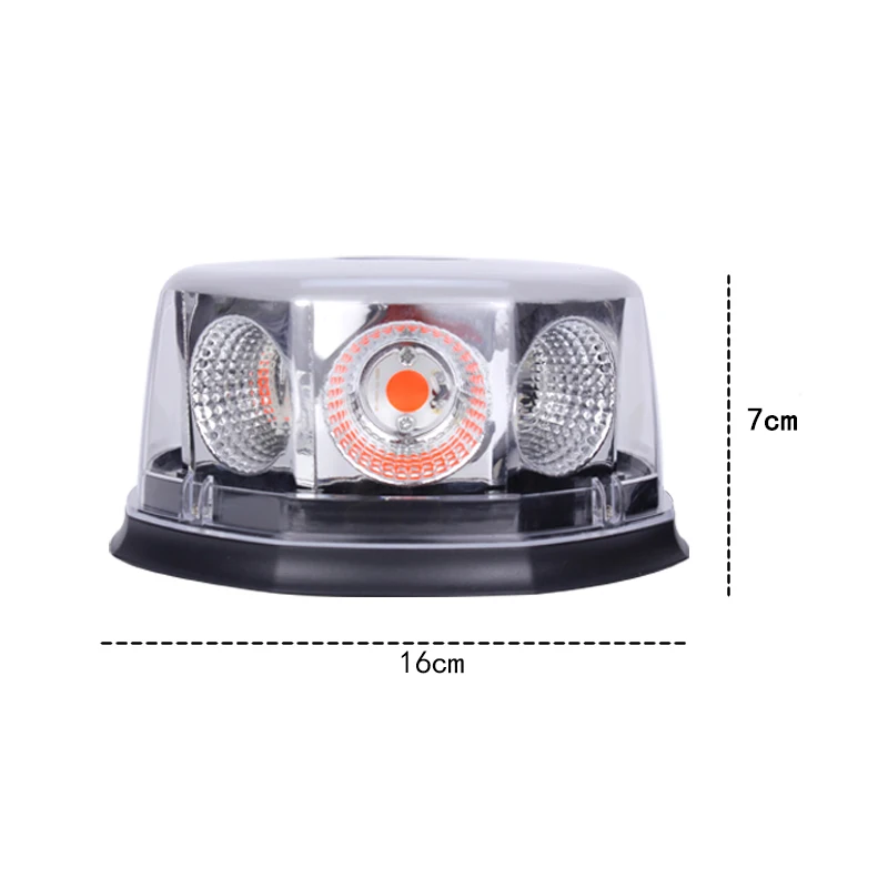Car Truck Roof Top COB Warning Light Emergency LED Strobe Light Flashing Beacon With Magnetic Base For Security Auto 12V 24V צ'קלקה מגנטית איכותית כתום, כחול או אדום, מתחבר למצת נגד מים, 8 לדים חזקים