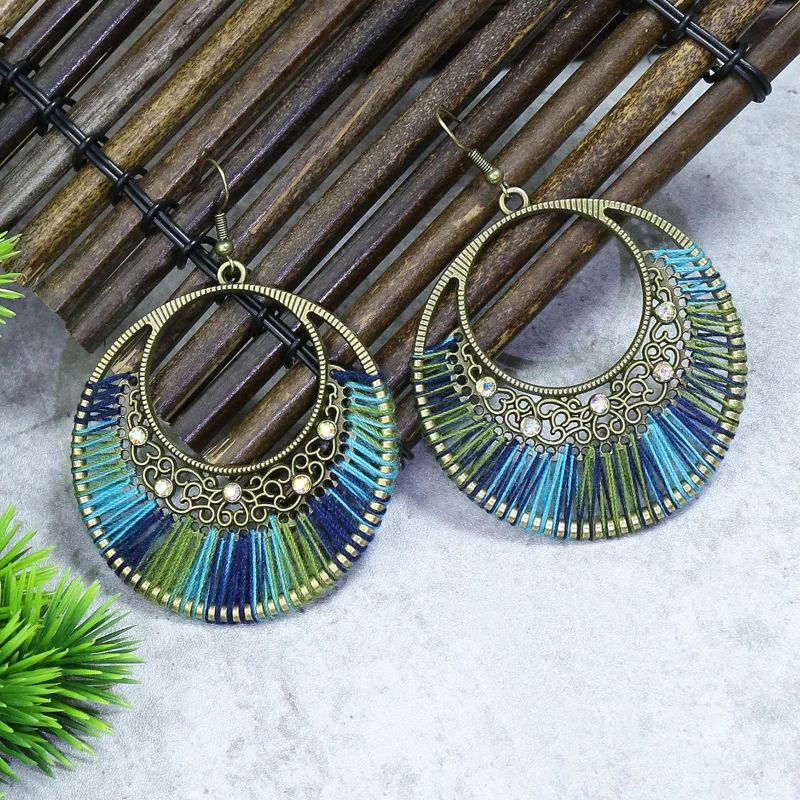 New Handmade Statement Earrings for Women Trendy High Quality Multicolor Silk Thread Winding Round Circle Earrings Fashion 2023
New Handmade Statement Earrings for Women Trendy High Quality Multicolor Silk Thread Winding Round Circle Earrings Fashion 2023