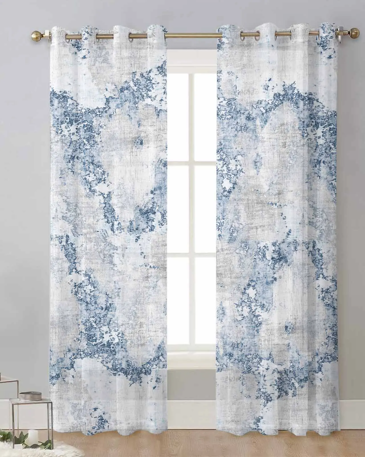 

Абстрактная голубая ткань текстура состаренные прозрачные шторы для гостиной окна Прозрачная Вуаль Тюль занавески домашний декор