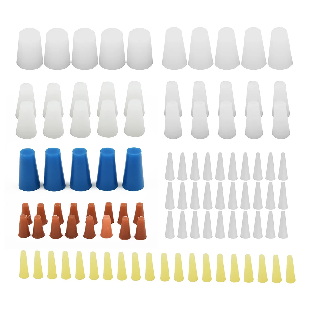 

100Pcs Car Silicone Cone Plug Kits High Temp Masking Plugs Powder Coating Silicone Cone Plugs Assortment Kit Car Maintenance