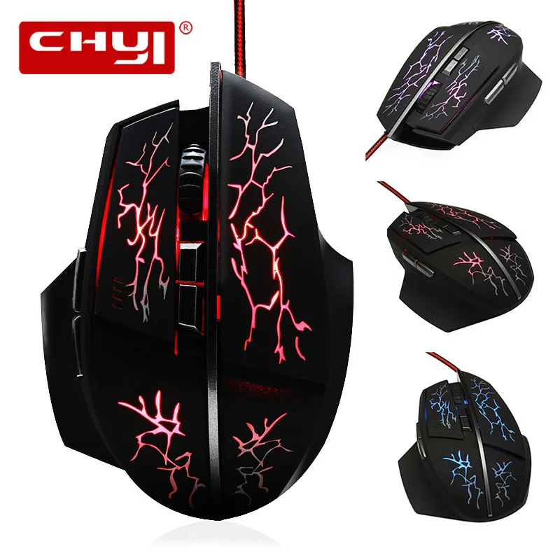 

CHYI Computer Gaming Mouse Ergonomic Optical Gamer Mause Wired 1600 DPI Usb Bloody 7 Button PC Mice With LED Backlit For Laptop