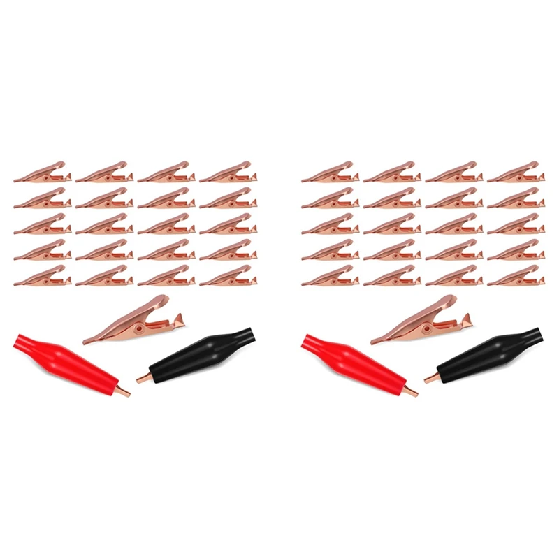 

40 Mini Toothless Alligator Test Clips,Solid Copper Clips Electrical, 5Amp With Protective Insulation Cover For Solder