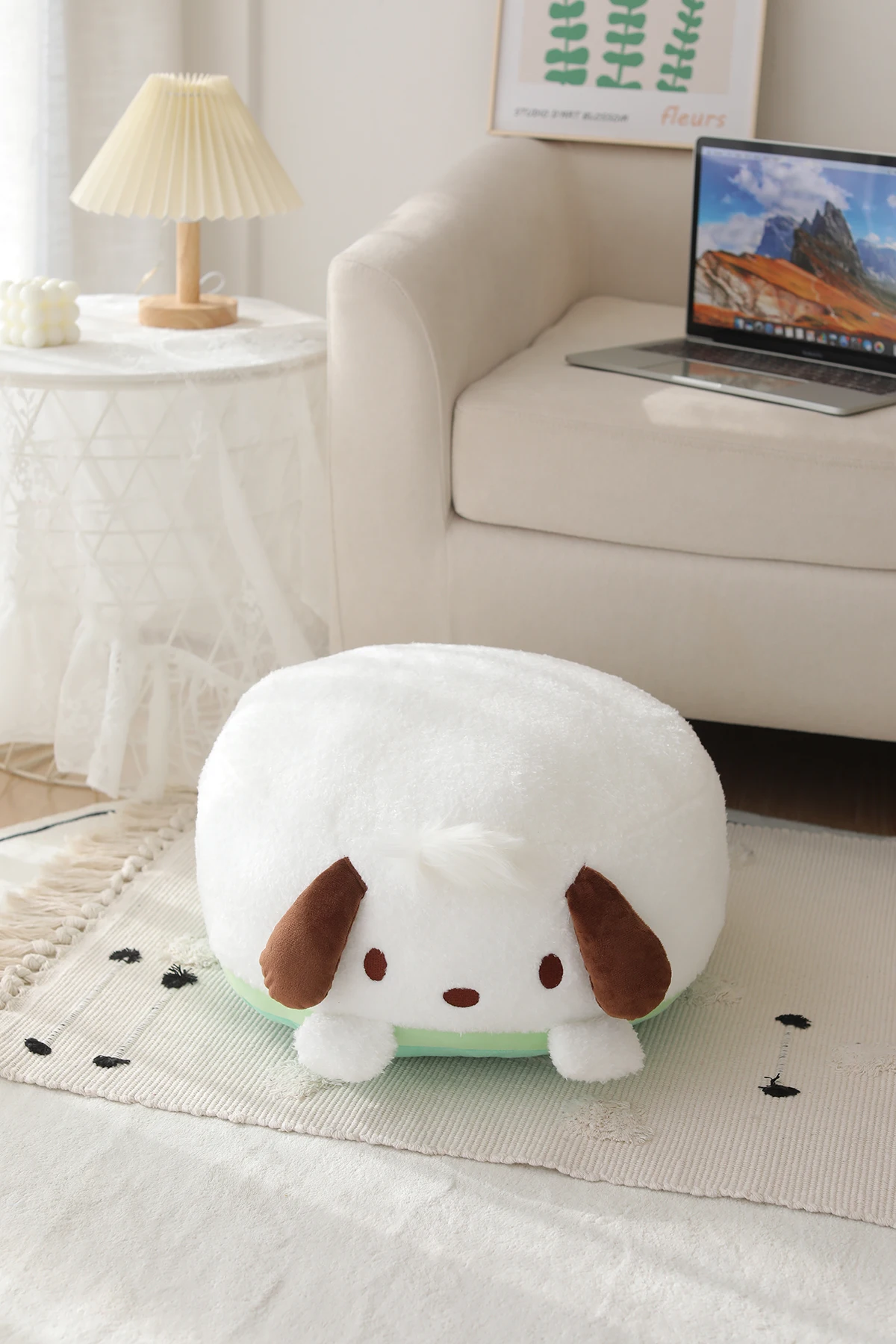 Sanrio Plush My Melody Doll Cute Lovely Lazy Man Sits On A Round Bottom Cushion Kawaii Toys