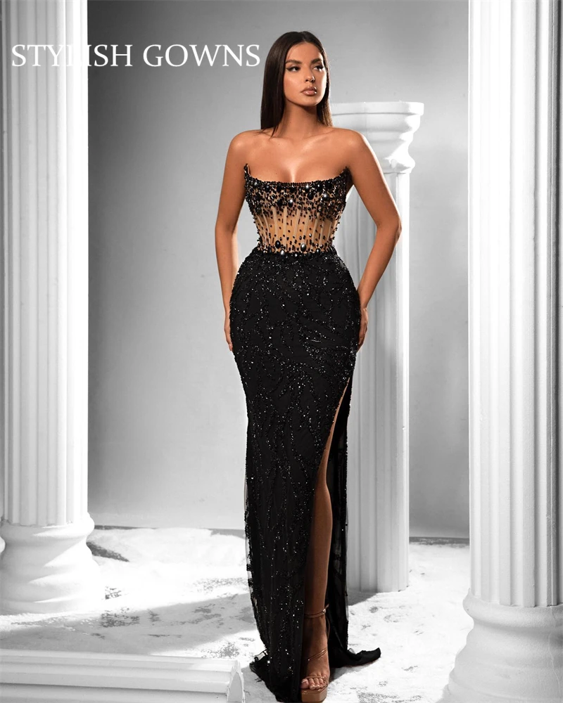 Sexy Strapless Evening Gown 2023 For Black Girls Beaded Crystal Birthday Party Dress Mermaid Long Prom Dresses High Slit Vestido
Sexy Strapless Evening Gown 2023 For Black Girls Beaded Crystal Birthday Party Dress Mermaid Long Prom Dresses High Slit Vestido
