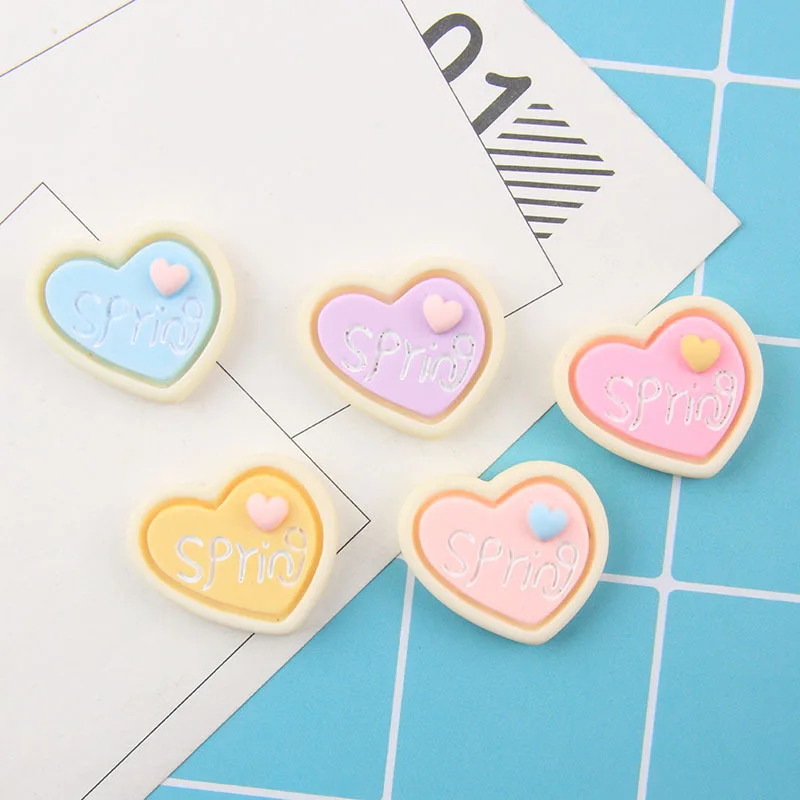 

Kawaii Flatback Resin Heart Shape Cabochon 20pcs DIY Lovely Spring Hearts Handmade Hair Bow Decoration Headwear Accessories