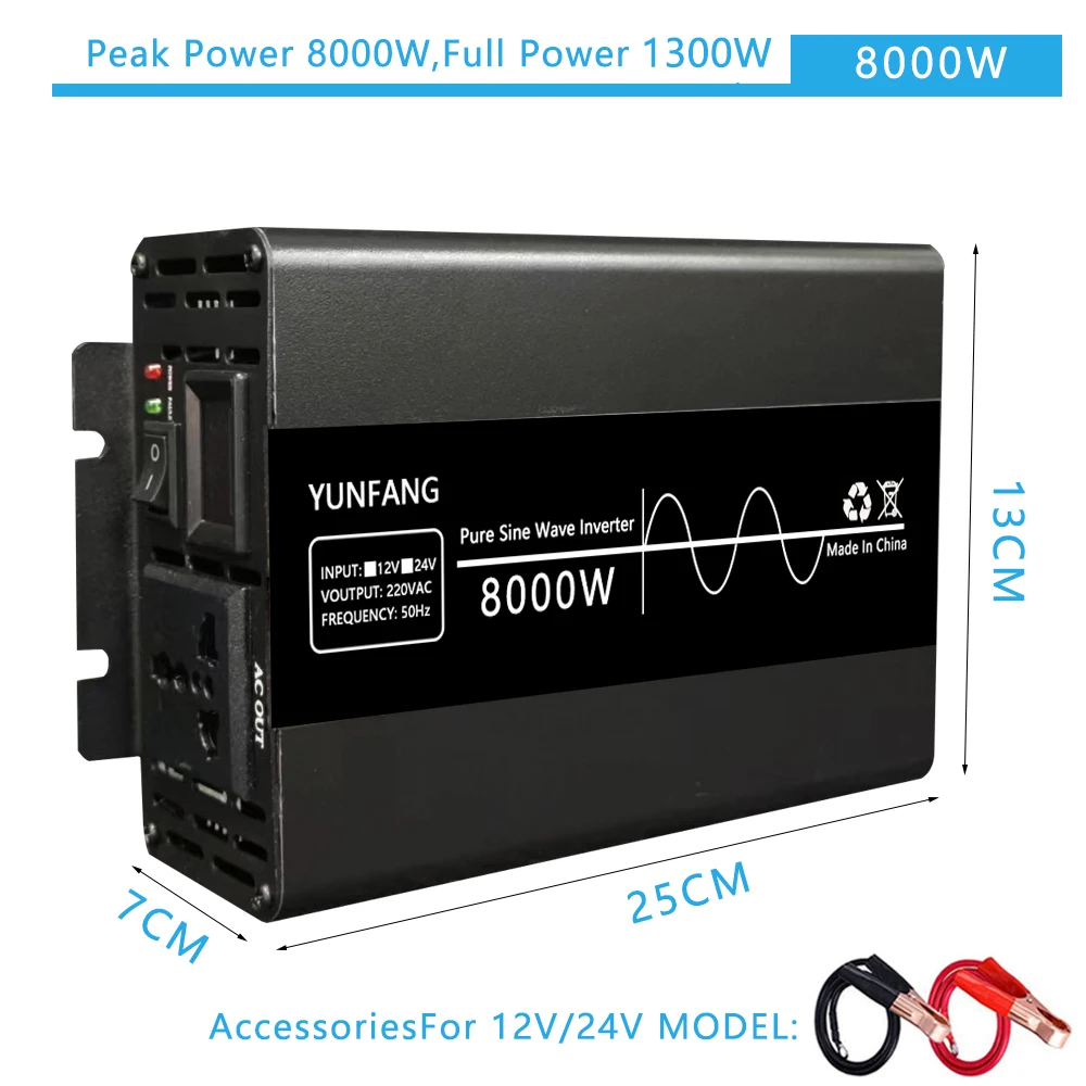 5000W/8000W Pure Sine Wave Solar Inverter 12V/24V 220V Power Converter Adapter Home Inverter Outdoor Camping Car DC/AC Inverter
5000W/8000W Pure Sine Wave Solar Inverter 12V/24V 220V Power Converter Adapter Home Inverter Outdoor Camping Car DC/AC Inverter