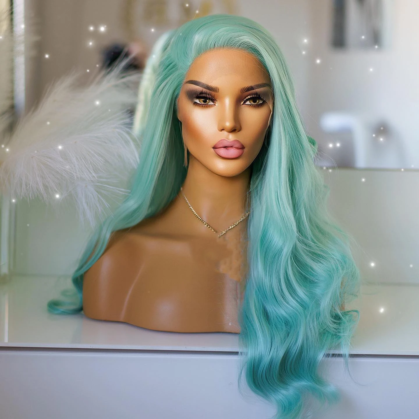Mint Green Body Wave Glueless Synthetic Hair Lace Front Wig For Black Women High Temperature Fiber Cosplay
Mint Green Body Wave Glueless Synthetic Hair Lace Front Wig For Black Women High Temperature Fiber Cosplay
