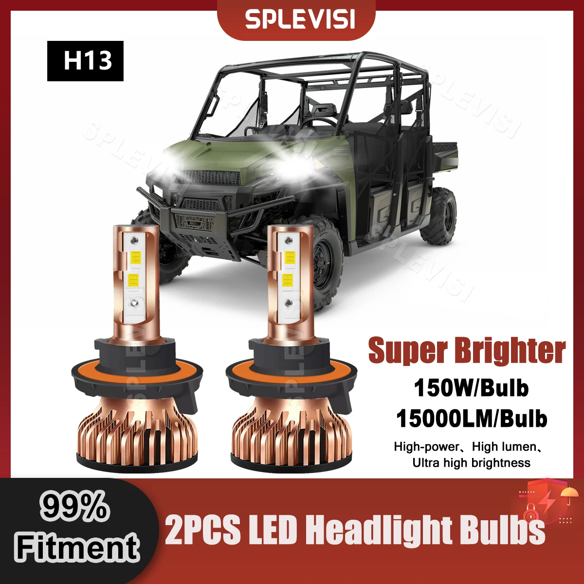 

All-In-One 2X 9008/H13 LED Headlight High Low Beam Bulbs 6000K 300W 9V-24V For Polaris Ranger 800 2011 2012 2013 2014 2015 2016