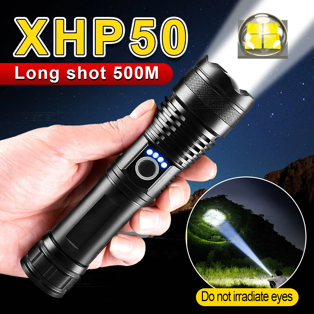 Ultra Bright LED Flashlight USB Charging Flash Light XHP50 LED Torch Rechargeable Lamp 4 Lighting Modes Multi-function Zoom
Ultra Bright LED Flashlight USB Charging Flash Light XHP50 LED Torch Rechargeable Lamp 4 Lighting Modes Multi-function Zoom