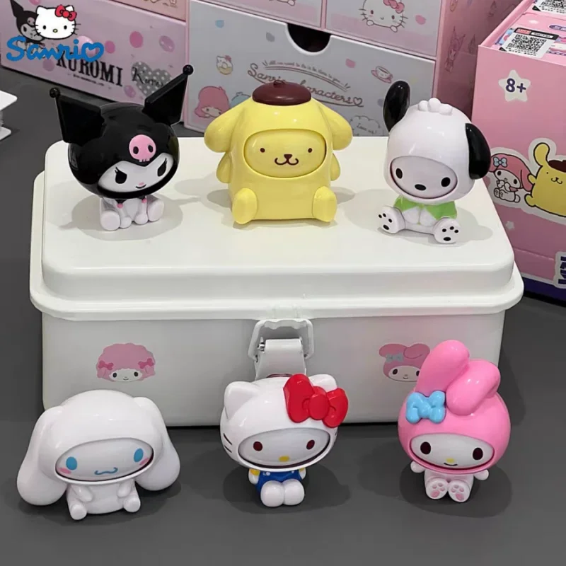 

Kawaii Sanrio Change Face Anime Figure Cinnamoroll Pochacco My Melody Hello Kitty Kuromi Pompom Purin Model Dolls Action Figurin