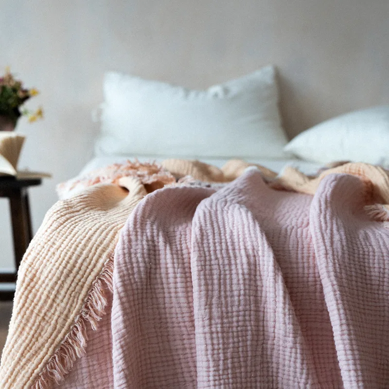 Pure Color Air-conditioning Blanket Pure Cotton Four-layer Yarn Tassel Cover Blanket Summer Office Lunch Break Sofa Thin Blanket
Pure Color Air-conditioning Blanket Pure Cotton Four-layer Yarn Tassel Cover Blanket Summer Office Lunch Break Sofa Thin Blanket