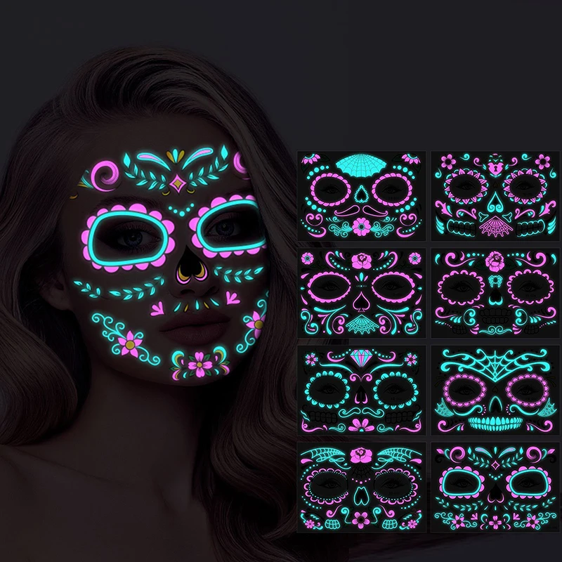 Fluorescent Halloween Face Tattoo Sticker Butterfly Rose Fake Tattoo UV Glow In The Dark Festival Masquerade Party Body Sticker
Fluorescent Halloween Face Tattoo Sticker Butterfly Rose Fake Tattoo UV Glow In The Dark Festival Masquerade Party Body Sticker