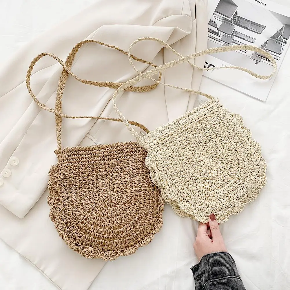 Vintage Straw Rope Beach Crossbody - Small Handmade Bohemian Pouch 2 Sb4da892bd36545a6a7484ed1083fd50bd