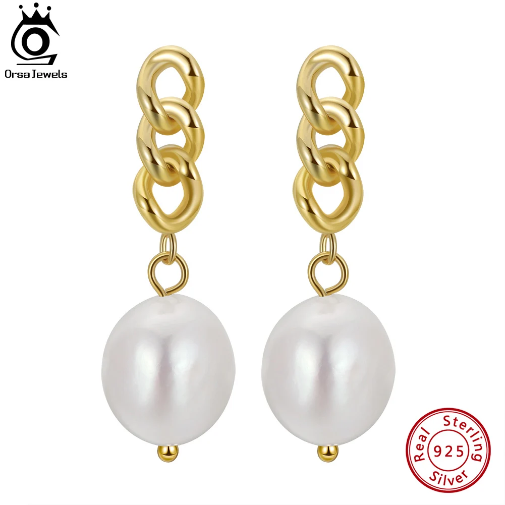 

ORSA JEWELS 14K Gold 925 Sterling Silver Vintage Dangle Pearl Earrings with Handpicked Pearl Jewelry Ear Drop for Women GPE51