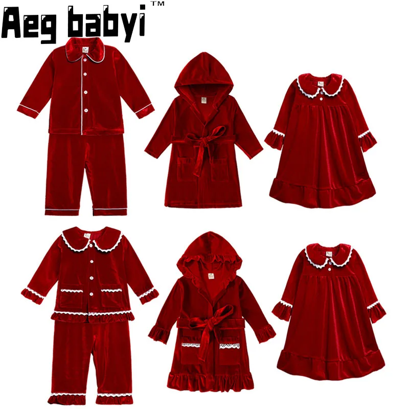 

Халат для маленьких мальчиков и девочек, Рождественская одежда для сна с капюшоном, халаты, осенне-зимние теплые детские пижамные комплекты, детские халаты с длинным рукавом