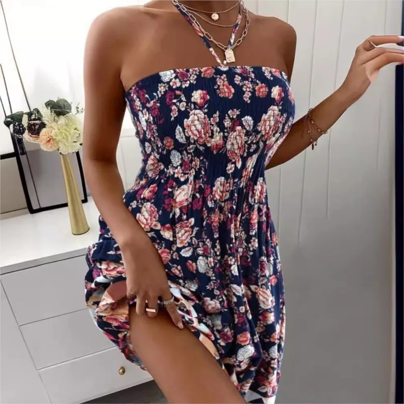 Sexy Strapless Halter Mini Dresses Women Boho Floral Print Sleeveless A-line Stretch Wrap Dress Beach Dress For Summer Vestidos
Sexy Strapless Halter Mini Dresses Women Boho Floral Print Sleeveless A-line Stretch Wrap Dress Beach Dress For Summer Vestidos