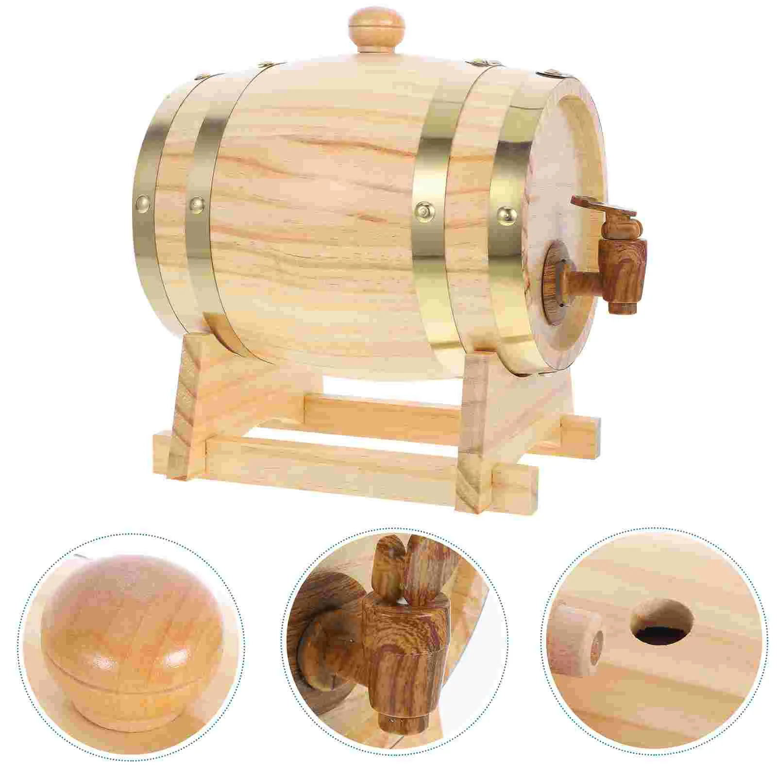 

1 Set Wood Barrel Wood Dispenser For Storing Aging Beer Restraunt Red Storage Barrel 15L