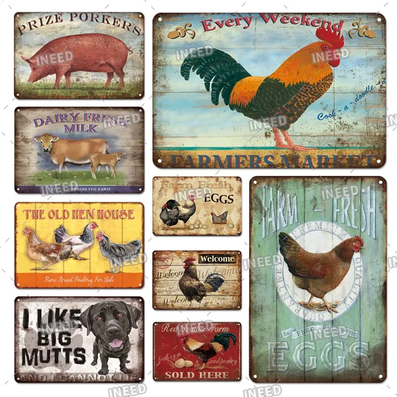 Vintage Poster Farm Chicken Pig Metal Tin Signs Fresh Eggs Wall Art Decor Tin Plate Retro Plaque Bar Happy Farm Home Wall Decor
Vintage Poster Farm Chicken Pig Metal Tin Signs Fresh Eggs Wall Art Decor Tin Plate Retro Plaque Bar Happy Farm Home Wall Decor