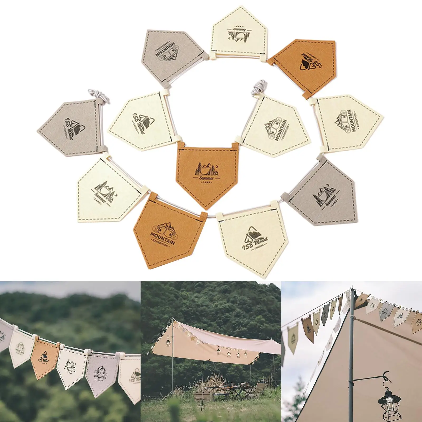 

Felt Pentagon 6M Camping Picnic Banner Flags Adjustable Decoration Outdoor Indoor Use Stylish Reusable Accessories Easily Carry