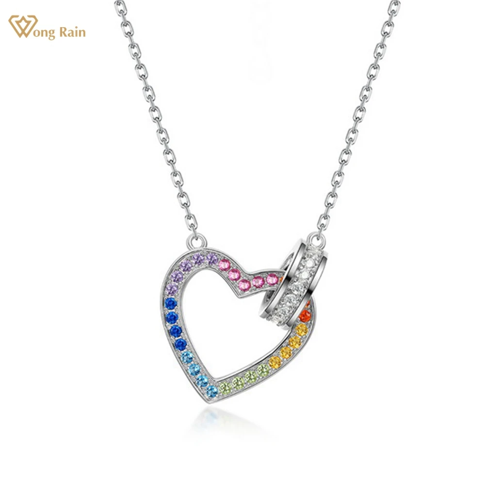 Wong Rain 18K Gold Plated 925 Sterling Silver Colorful Zircon Gemstone Love Heart Necklace Pendant Fine Jewelry Gifts Wholesale
Wong Rain 18K Gold Plated 925 Sterling Silver Colorful Zircon Gemstone Love Heart Necklace Pendant Fine Jewelry Gifts Wholesale