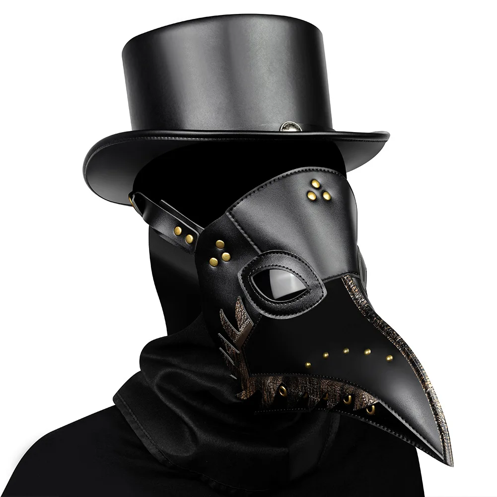 

Long Beak Bird Full Mask Carnival Cos Gear Duke Punk Bird Plague Doctor Cos PU Leather Headgear Unisex Steampunk Rivet Patchwork