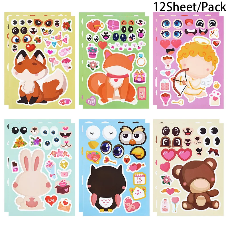 12Sheet/Pack Children DIY Puzzle Sticker Make Animal Face Assemble Jigsaw Stickers Boys Girls Early Education Toy Kids Gifts
12Sheet/Pack Children DIY Puzzle Sticker Make Animal Face Assemble Jigsaw Stickers Boys Girls Early Education Toy Kids Gifts