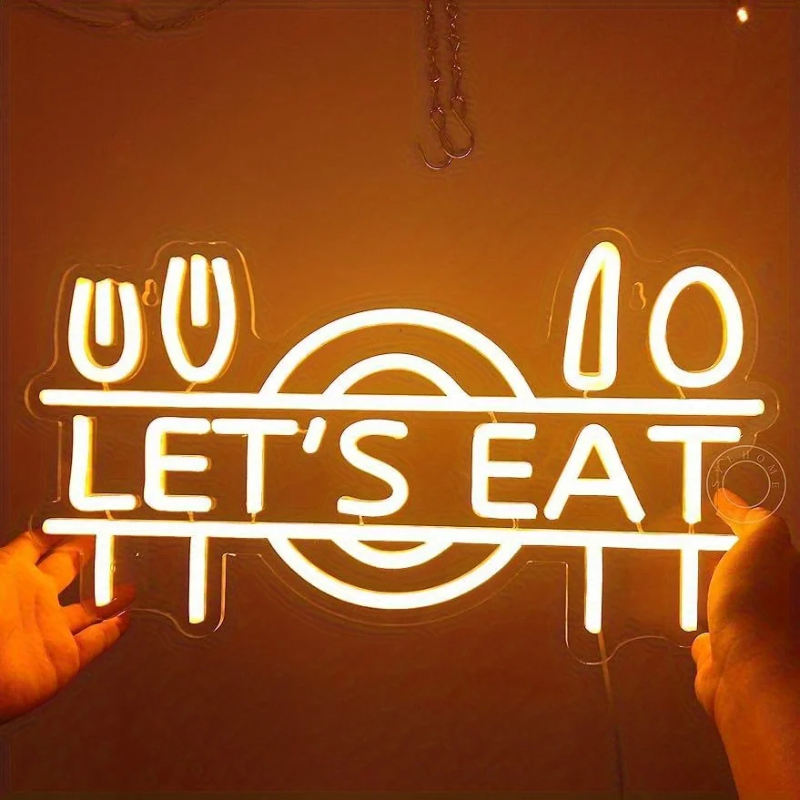 1pc Let's Eat LED Neon Sign Light - Fork Knife Plate Dish Food Sign for Restaurant Kitchen, Party Wall Decor, Christmas Gift
1pc Let's Eat LED Neon Sign Light - Fork Knife Plate Dish Food Sign for Restaurant Kitchen, Party Wall Decor, Christmas Gift