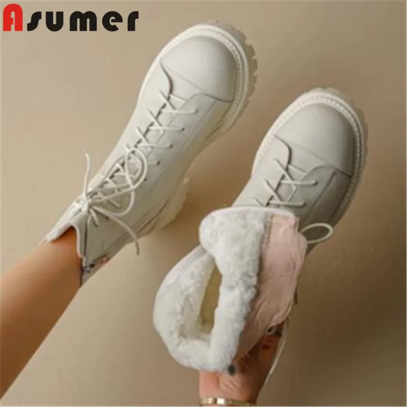 Asumer 2024 Size 33-42 New Zipper Ladies Ankle Wool Snow Boots Genuine Leather Winter Boots Thick Med Heels Platform Shoes
Asumer 2024 Size 33-42 New Zipper Ladies Ankle Wool Snow Boots Genuine Leather Winter Boots Thick Med Heels Platform Shoes