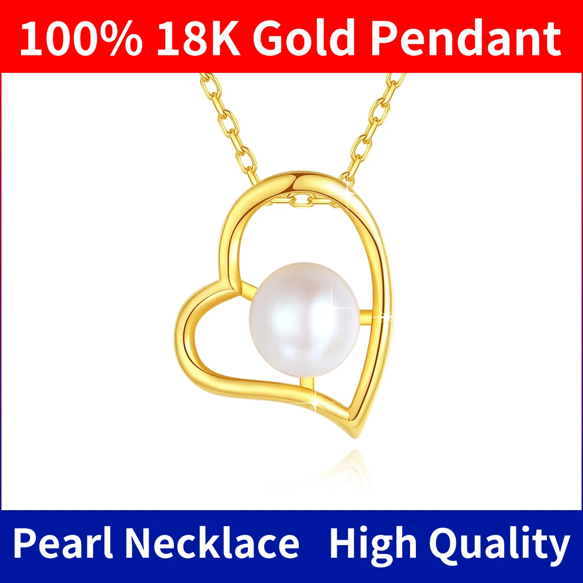 

Szjinao Freshwater Pearl Necklace 18k Real Gold 100% Women With Certificate AU750 Stamp Heart Pendant Luxury Designer Jewelry