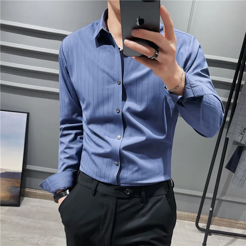 High Quality Summer Long Sleeve Striped Shirts For Men Clothing Simple Luxury Slim Fit Business Casual Formal Wear Blouses S-4XL
High Quality Summer Long Sleeve Striped Shirts For Men Clothing Simple Luxury Slim Fit Business Casual Formal Wear Blouses S-4XL