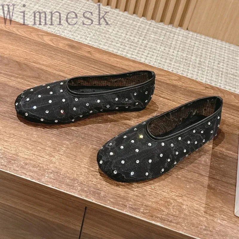 Spring New Round Toe Women Flats Slip-On Genuine Leather Mesh Mary Janes Rhinestones Concise Casual Women Shoes Size 35-40 2024
Spring New Round Toe Women Flats Slip-On Genuine Leather Mesh Mary Janes Rhinestones Concise Casual Women Shoes Size 35-40 2024