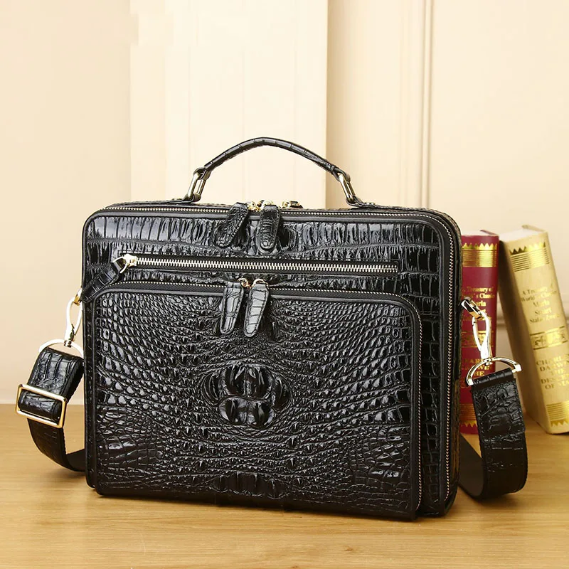 

Genuine Leather alligator handbag large capacity men's briefcase business computer bag fashion men's bag real cowhide bag