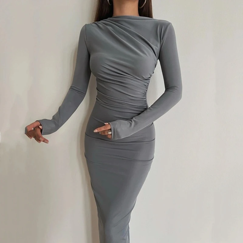 Women Sexy Elegant Bodycon Solid Maxi Dress 2024 Lady Full Sleeve Slim Folds Long Dress Spring O-Neck Simple Tight Party Dresses
Women Sexy Elegant Bodycon Solid Maxi Dress 2024 Lady Full Sleeve Slim Folds Long Dress Spring O-Neck Simple Tight Party Dresses