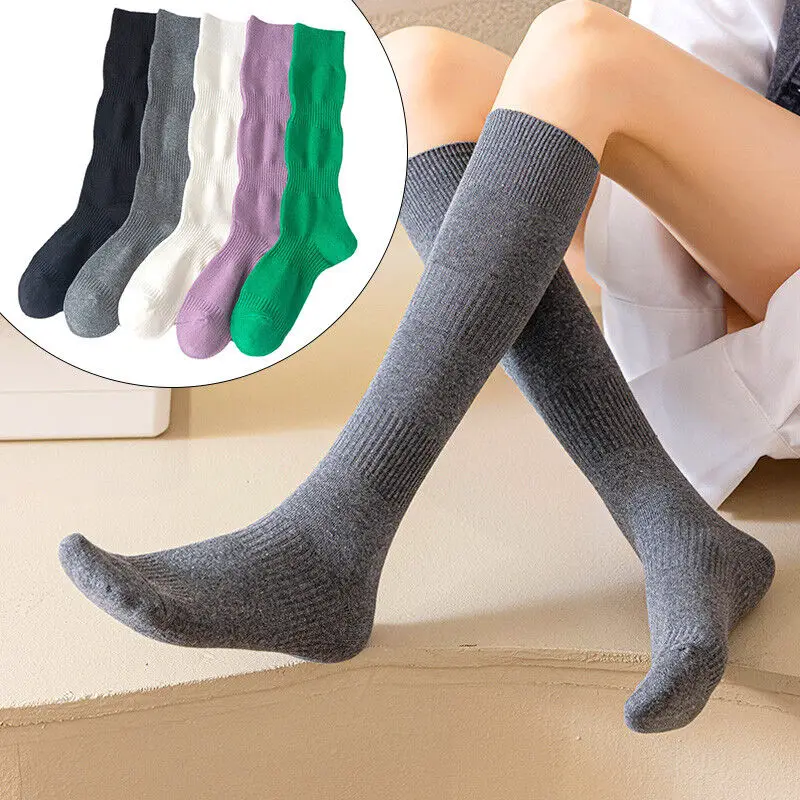 

New Fashion Over Knee Stockings Leg Warmers Women Spring Autumn Solid Color Cotton Thigh High Pressure JK Lolita Y2K Long Socks