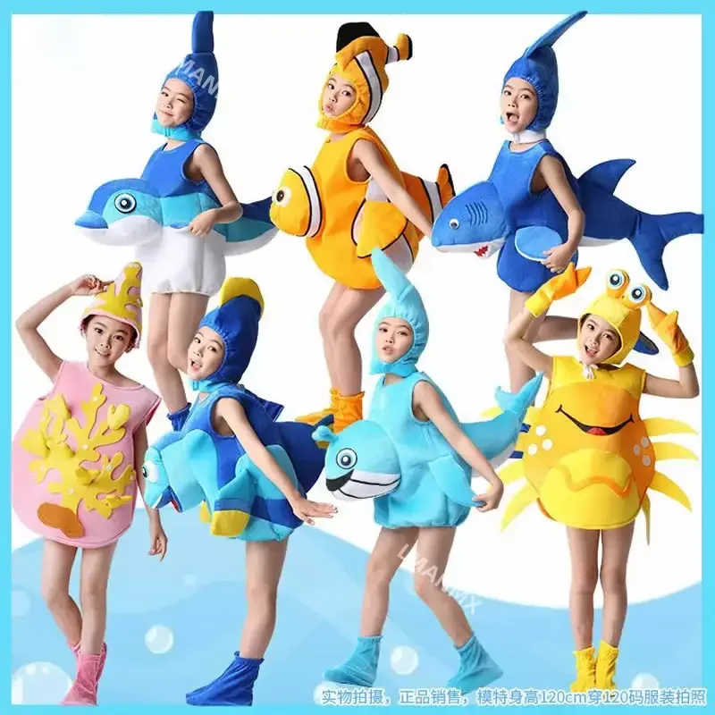 

Adult Child Marine Life Cosplay Costume Performance Clothing Set Hat Clothes Shoe Kids Anime Starfish Octopus Hippocampu Dolphin