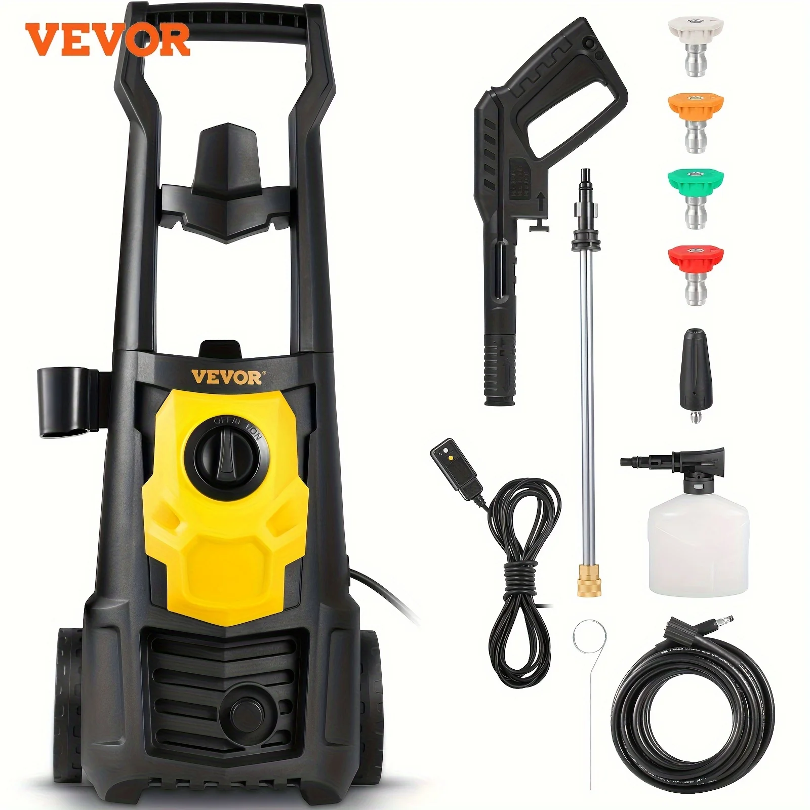 

Pressure Washer, 2000 PSI, Max. 1.76 GPM Power Washer w/ 30 ft Hose, 5 Quick Connect Nozzles, Foam Cannon, Portable to Clean Pat