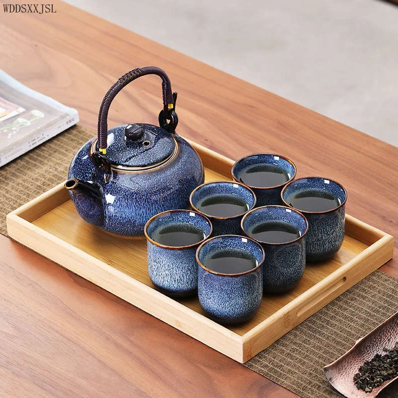

Modern Kung Fu Tea Set One Pot Six Cups Kiln Change Teapot Lifting Liang kettle Household Cold Water Bottle tea cup tea sets