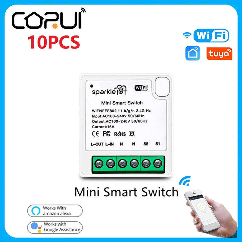 10pcs CoRui Tuya MINI Wifi Smart Switch 16A 2way Control Timer Wireless Switches Tuya/Smart Life APP Work With Alexa Google Home
10pcs CoRui Tuya MINI Wifi Smart Switch 16A 2way Control Timer Wireless Switches Tuya/Smart Life APP Work With Alexa Google Home