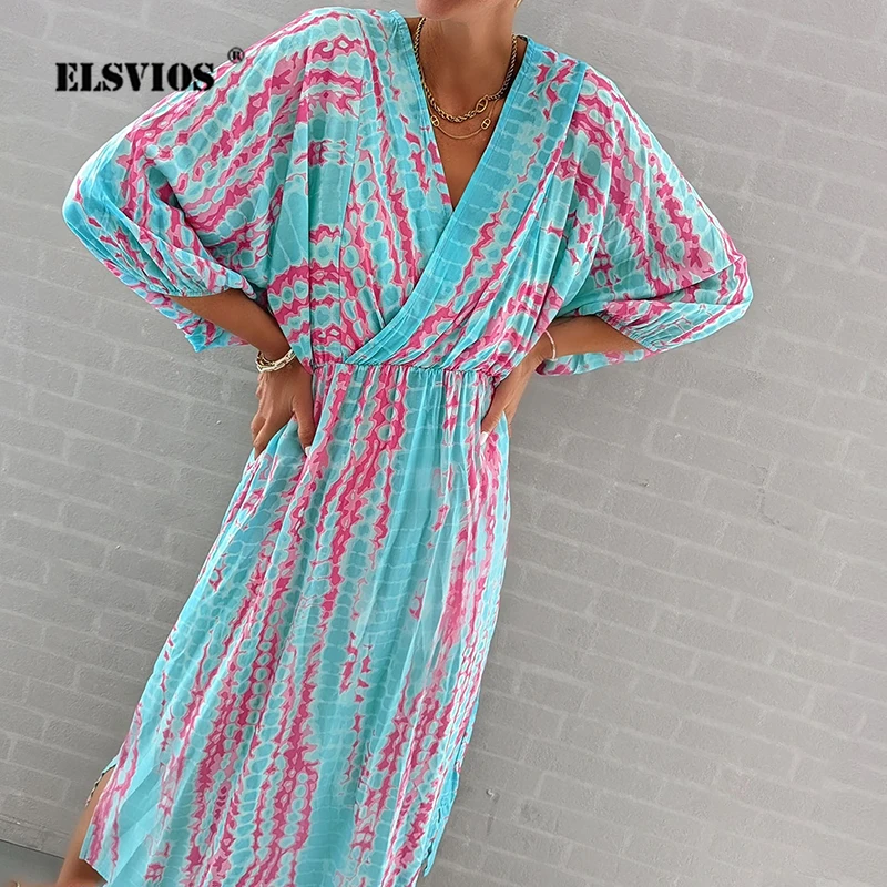 Women Casual New Gradient Mid-sleeves Dress Autumn Summer Fashion Sexy V Neck High Waist Elegant Commuting Female Party Vestidos
Women Casual New Gradient Mid-sleeves Dress Autumn Summer Fashion Sexy V Neck High Waist Elegant Commuting Female Party Vestidos