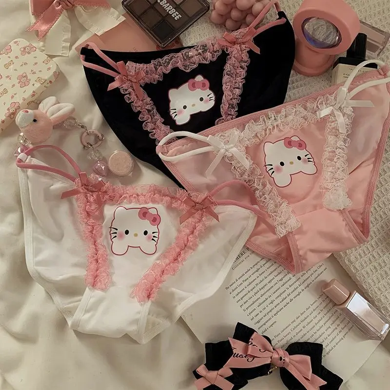 

New Sanrio animation cartoon peripheral hellokitty cute printed girl underwear sexy pure lace student low-waist briefs girl gift