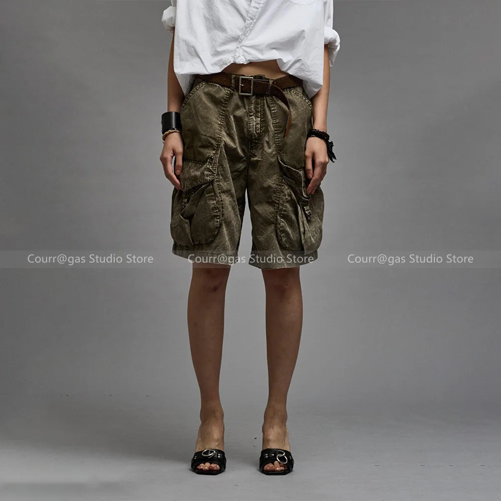 

Three-dimensional flap large pockets washed do old loose five points work shorts 2024 summer new