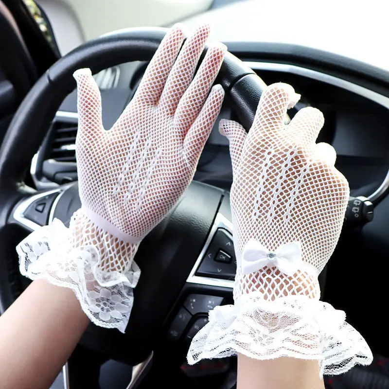 

Short Lace Women Retro Hollow Out Gloves Bow Mesh Lolita Anime Cosplay Decorated Fishnet Dress Up Wedding Etiquette Gloves