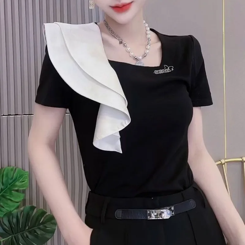 Korean Commute Patchwork Chiffon Ruffles Tees Women's 2024 Summer New Fashion Slim Printed Round Neck Short Sleeve T-shirts Tops
Korean Commute Patchwork Chiffon Ruffles Tees Women's 2024 Summer New Fashion Slim Printed Round Neck Short Sleeve T-shirts Tops
